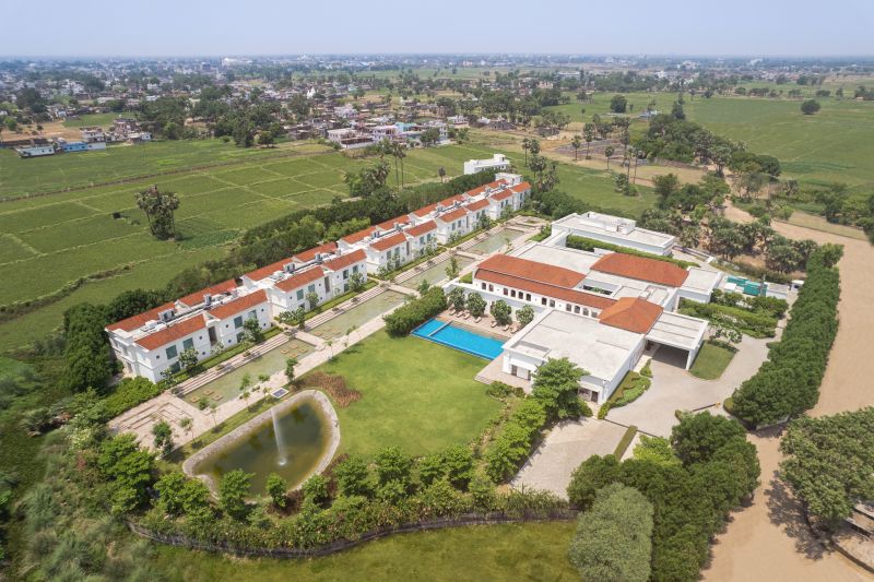 Peaceful central courtyard and lush lawns