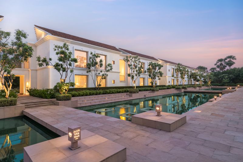 Peaceful central courtyard and lush lawns