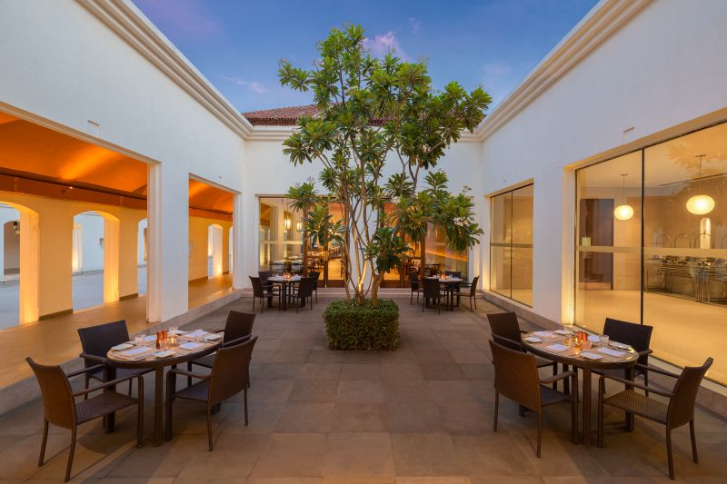 Peaceful central courtyard and lush lawns