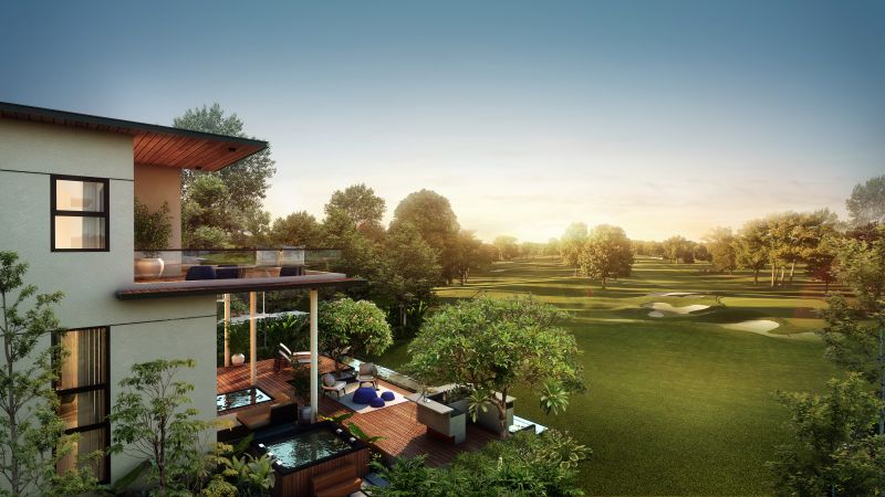 Aerial view of Assetz 18 and Oak Golf Course