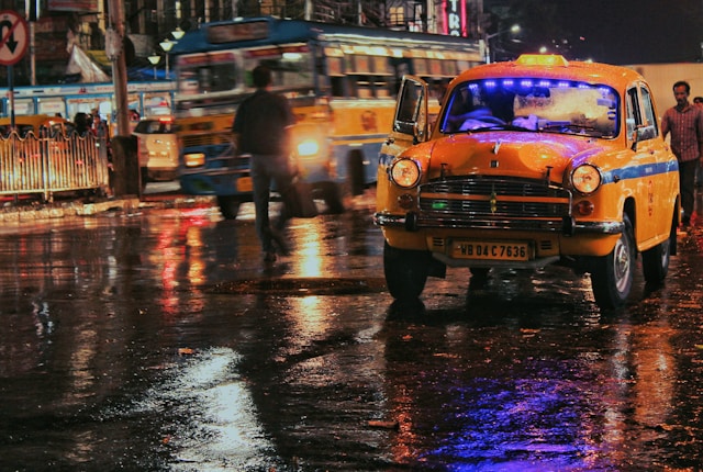 Iconic Yellow Taxis and Trams
