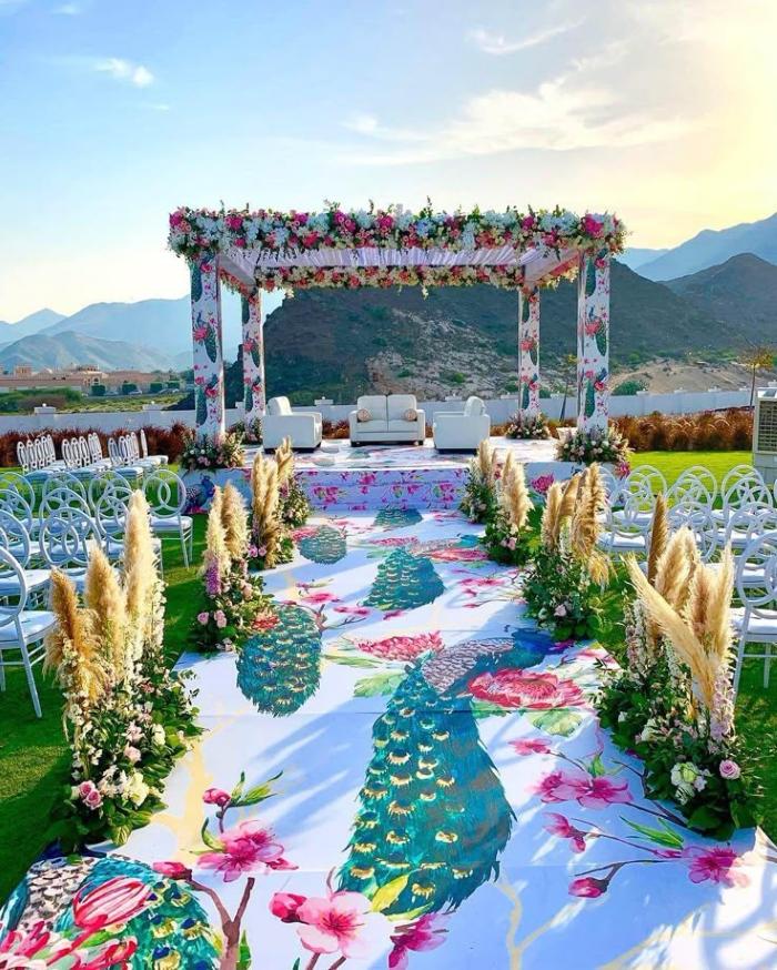 Intricately Designed Mandap in the Mountains